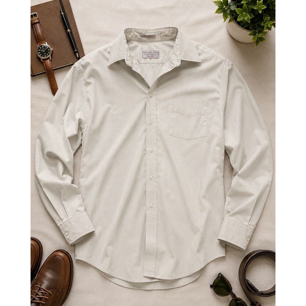 Christopher Hart Tall Men Dress Shirt 16.5 35T Gray Cotton Blend USA Made